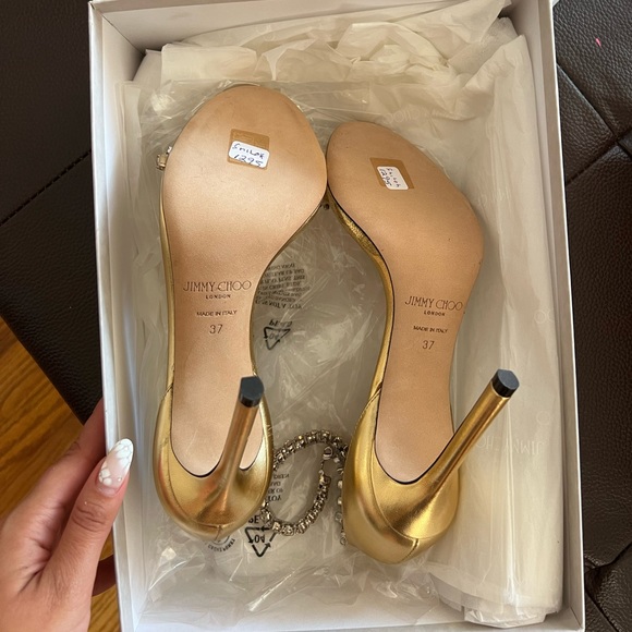 Jimmy Choo Metallic Womens Shiloh 100 Crystal Embellished High Heel Sandals - Picture 3 of 5